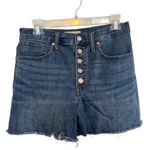 Madewell High Rise Raw hem Denim Shorts Size 27 Button Fly